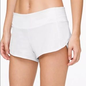 Lululemon white speed up low rise shorts